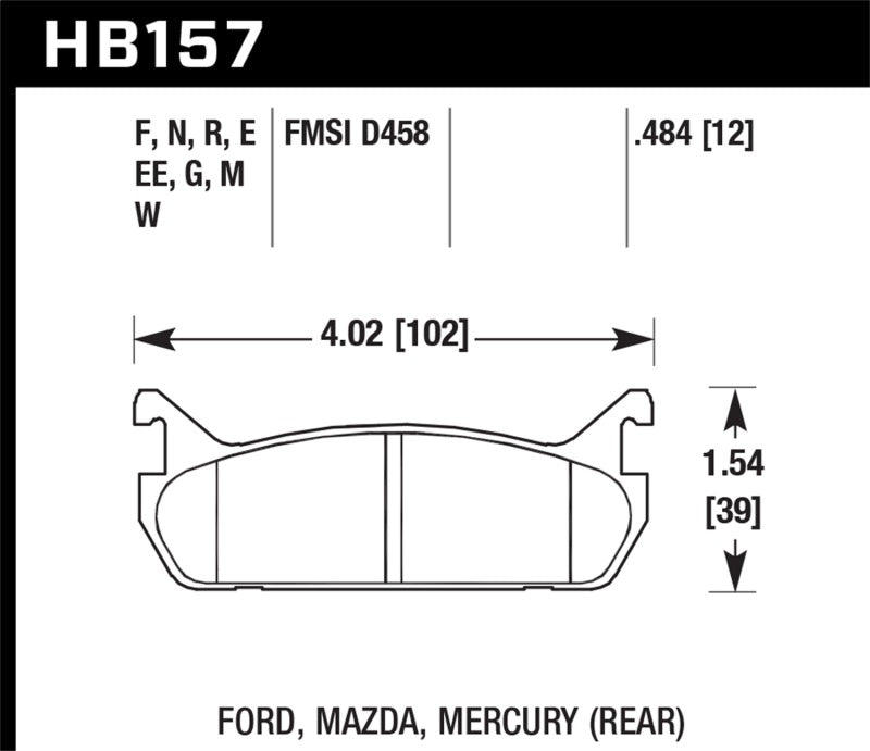 Hawk 91-96 Ford Escort GT / 90-93 Mazda Miata DTC-60 Rear Race Brake Pads