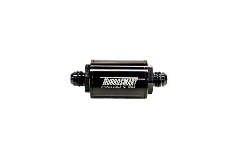 Turbosmart FPR Billet Inline Fuel Filter 1.75in OD 3.825in Length AN-8 Male Inlet - Black