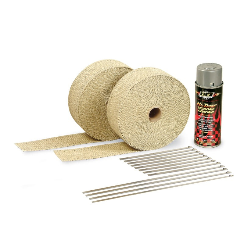 DEI Exhaust Wrap Kit - Tan Wrap & Aluminum HT Silicone Coating (Aerosol)