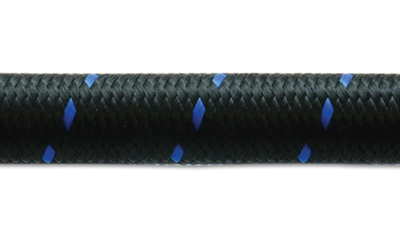 Vibrant -6 AN Two-Tone Black/Blue Nylon Braided Flex Hose (5 foot roll)