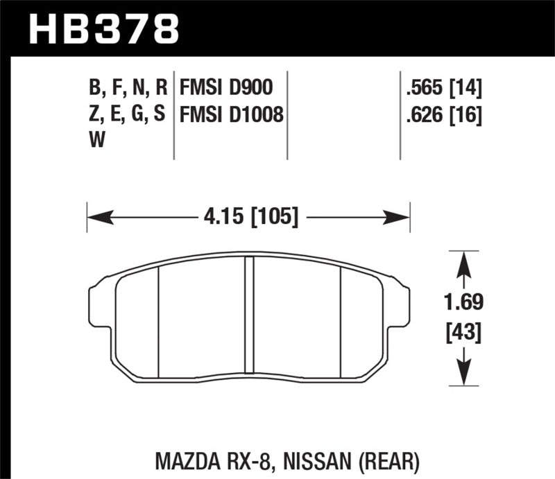 Hawk 03-07 RX8 HP+ Street Rear Brake Pads (D1008)