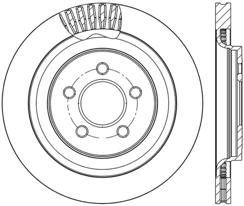 StopTech 2015 Ford Mustang GT w/ Brembo Brakes Right Rear Slotted Brake Rotor